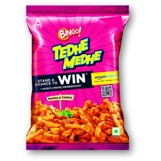 Bingo Tedhe Medhe Masala Tadka 45g - Spicy Snack Delight