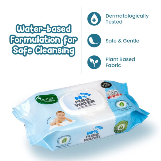 Mother Sparsh 98% Water Based Baby Wipes - Gentle & Safe Mother Sparsh 98% Water Based Baby Wipes - Gentle & Safe