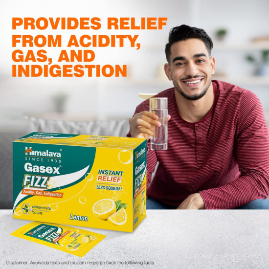 Himalaya GASEX FIZZ - Instant Relief from Acidity & Gas (Lemon, Pack of 25)