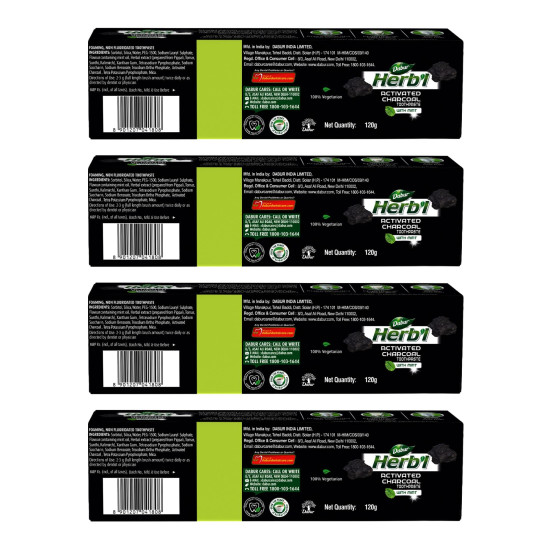 DABUR Herb'L Activated Charcoal Toothpaste - Whitening & Fluoride-Free