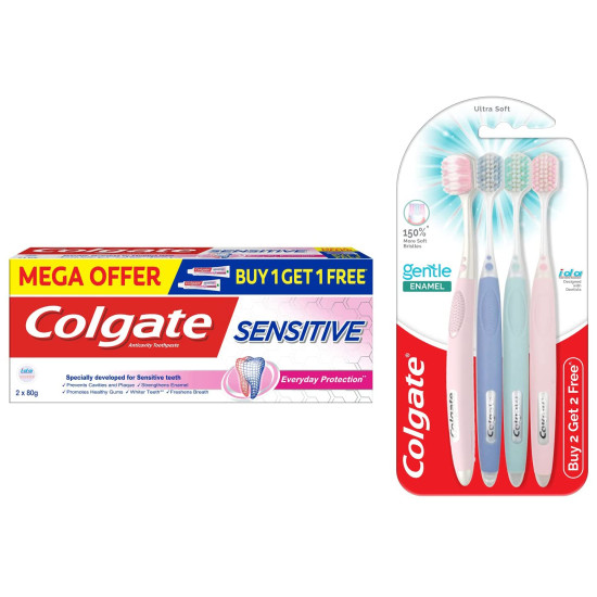 Colgate Gentle Enamel Ultra Soft Bristles Toothbrush & Sensitive Toothpaste - Superior Oral Care