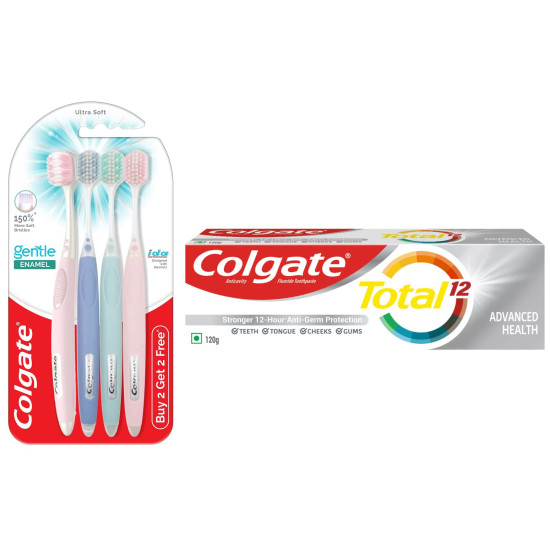Colgate Gentle Enamel Toothbrush & Total Advanced Health Toothpaste - Superior Oral Care