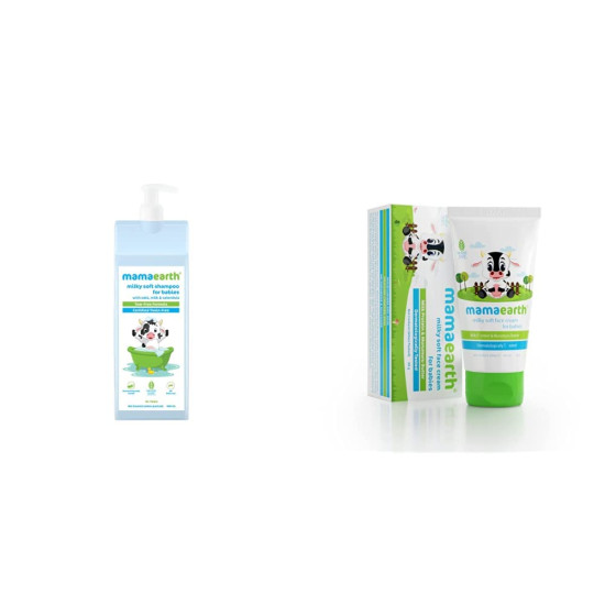 Mamaearth Milky Soft Shampoo & Face Cream - Gentle Care for Babies