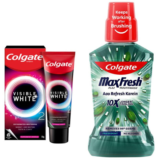 Colgate Visible White O2 & Plax Mouthwash - Revolutionary Whitening & Fresh Breath