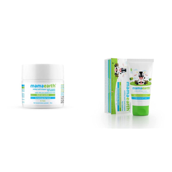 Mamaearth Milky Soft Diaper Rash Cream & Baby Face Cream - Gentle & Natural Care