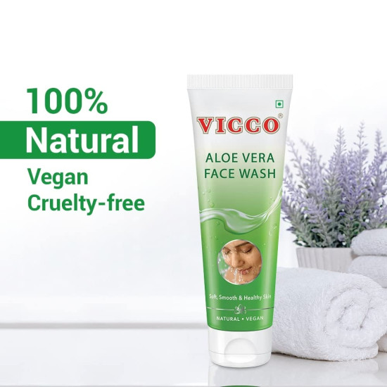 Vicco Aloe Vera Face Wash - Pure Aloe Vera Extracts for Soft & Smooth Skin