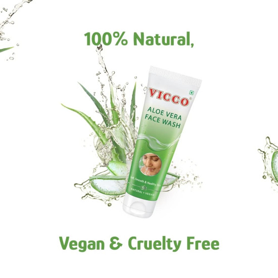 Vicco Aloe Vera Face Wash - Pure Aloe Vera Extracts for Soft & Smooth Skin