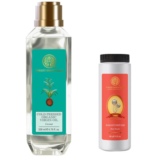 Forest Essentials Organic Cold Pressed Virgin Oil Coconut & Baby Body Powder - Pure & Chemical-Free