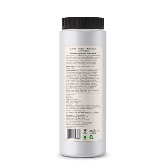 Forest Essentials Organic Cold Pressed Virgin Oil Coconut & Baby Body Powder - Pure & Chemical-Free