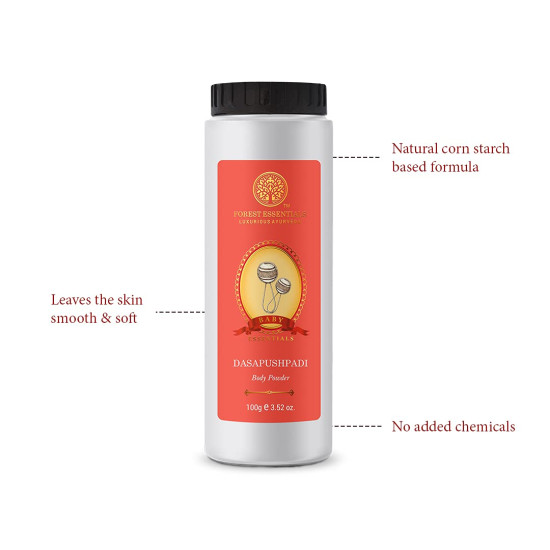 Forest Essentials Organic Cold Pressed Virgin Oil Coconut & Baby Body Powder - Pure & Chemical-Free
