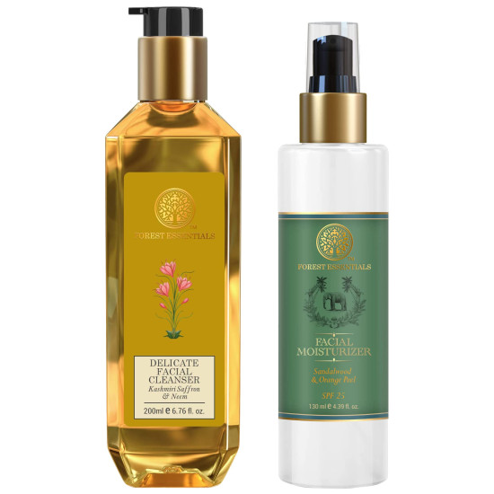 Forest Essentials Facial Cleanser & Moisturiser - Luxurious Skincare Duo