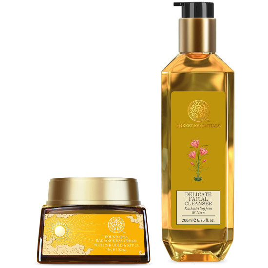 Forest Essentials Soundarya Radiance Cream & Cleanser - Luxurious Skincare Duo