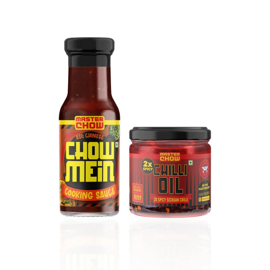 MasterChow Chilli Chow Flavor: Chowmein Sauce with 2x Spicy Chilli Oil - All Natural Ingredients
