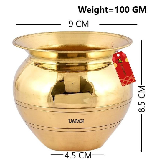UAPAN Brass Pooja Kalash Lota - Premium Brass for Spiritual Rituals