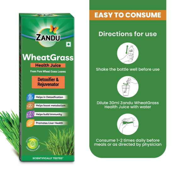 Zandu WheatGrass Health Juice - Scientifically Tested Detoxifier
