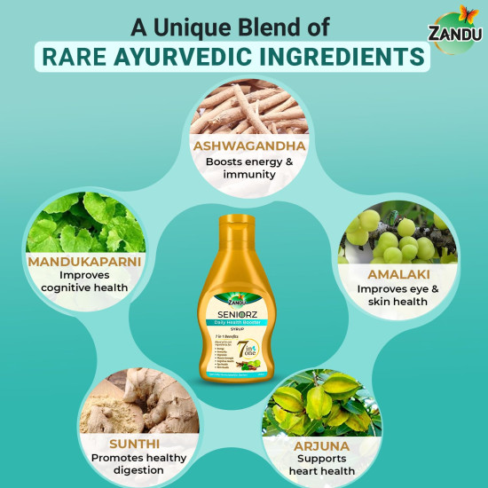 Zandu Seniorz Daily Health Booster Syrup - 100% Ayurvedic & Natural Zandu Seniorz Daily Health Booster Syrup - 100% Ayurvedic & Natural