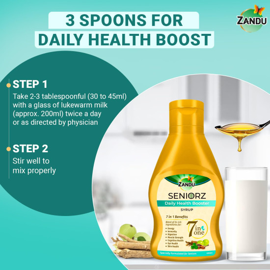 Zandu Seniorz Daily Health Booster Syrup - 100% Ayurvedic & Natural Zandu Seniorz Daily Health Booster Syrup - 100% Ayurvedic & Natural