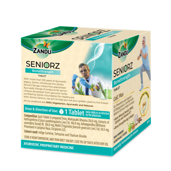 Zandu Seniorz BoneStrength Tablet - 100% Ayurvedic Supplement for Bone Health