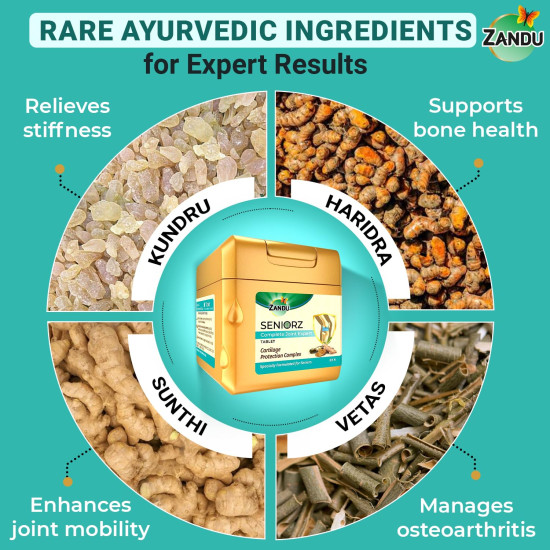 Zandu Seniorz Complete Joint Expert Tablet, 60 Tablets Helps Protect Joints, Relieve Joint Pain & Make Joints Strong, Supports Overall Joint Health,100% Ayurvedic & Natural Supplement