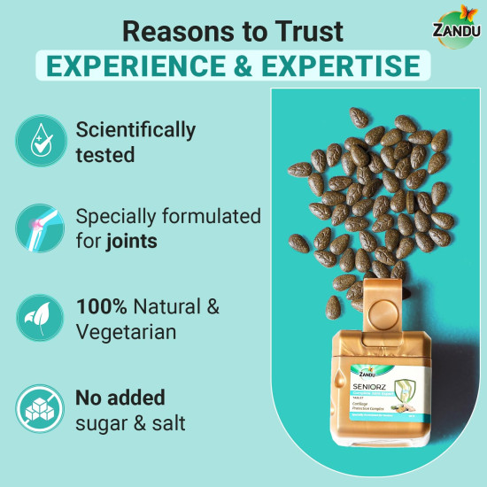 Zandu Seniorz Complete Joint Expert Tablet, 60 Tablets Helps Protect Joints, Relieve Joint Pain & Make Joints Strong, Supports Overall Joint Health,100% Ayurvedic & Natural Supplement