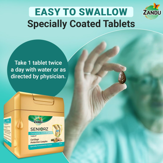 Zandu Seniorz Complete Joint Expert Tablet, 60 Tablets Helps Protect Joints, Relieve Joint Pain & Make Joints Strong, Supports Overall Joint Health,100% Ayurvedic & Natural Supplement