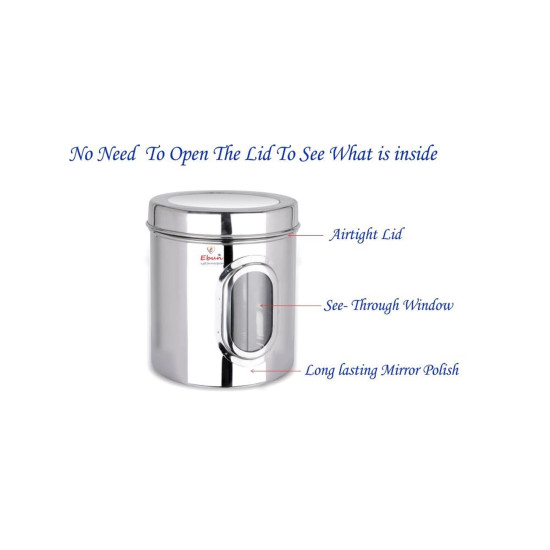 Ebun Stainless Steel See Through Transparent Containers - Airtight Kitchen Storage