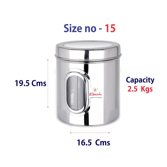 Ebun Stainless Steel See Through Transparent Containers - Airtight Kitchen Storage Ebun Stainless Steel See Through Transparent Containers - Airtight Kitchen Storage