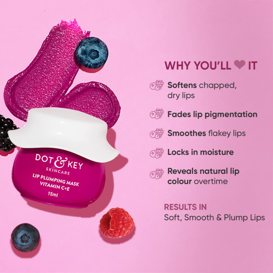 Dot & Key Lip Plumping Mask - Naturally Glowing Lips with Vitamin C & E