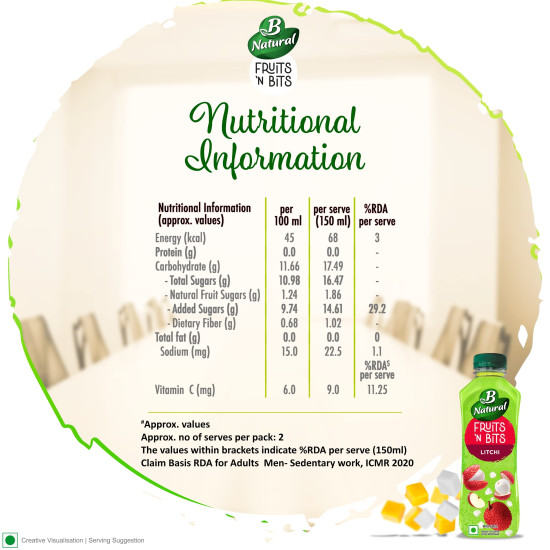B Natural Fruits N Bits Litchi - Infused with Real Fruit Bits