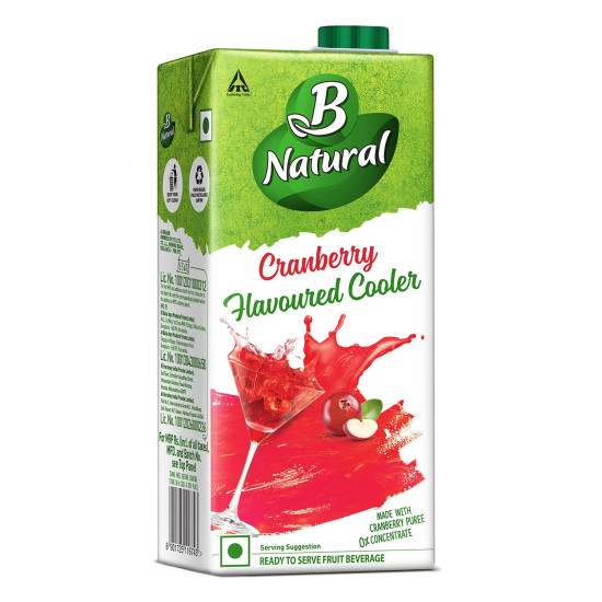B Natural Cranberry Flavoured Cooler - Refreshing Fruit Beverage