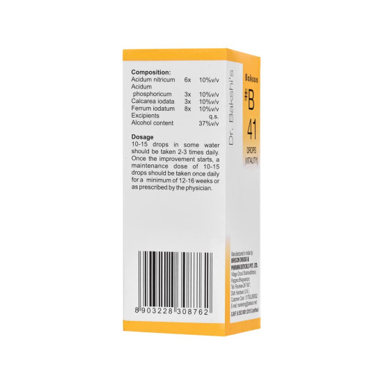 Dr. Bakshi's BAKSON'S HOMOEOPATHY # B 41 Vitality Drops - Enhance Vitality