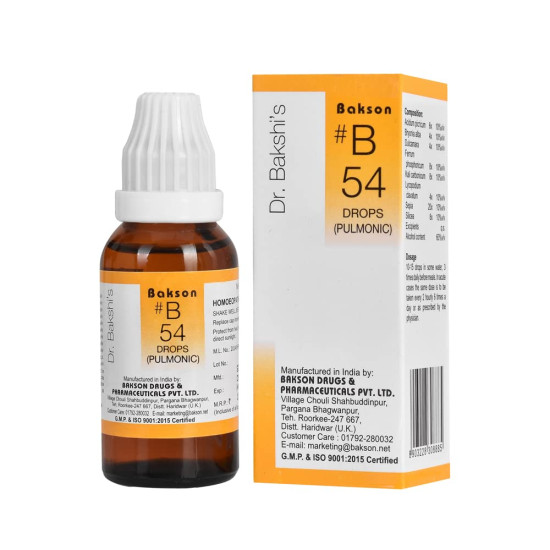 Dr. Bakshi's BAKSON'S HOMOEOPATHY # B 54 Pulmonic Drops - Effective Respiratory Care