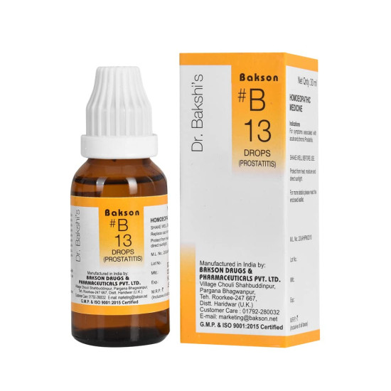 Dr. Bakshi's BAKSON'S HOMOEOPATHY # B 13 Prostatitis Drops - Natural Prostate Relief