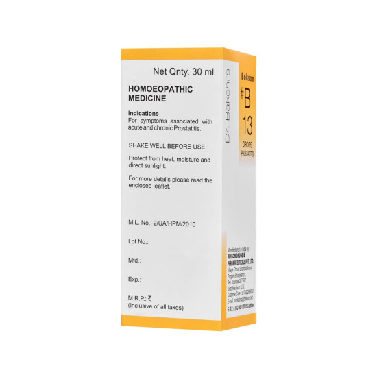 Dr. Bakshi's BAKSON'S HOMOEOPATHY # B 13 Prostatitis Drops - Natural Prostate Relief