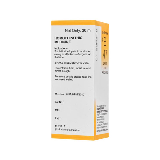 Dr. Bakshi's BAKSON'S HOMOEOPATHY # B 47 Left Abdominal Drops - Effective Digestive Health Solution