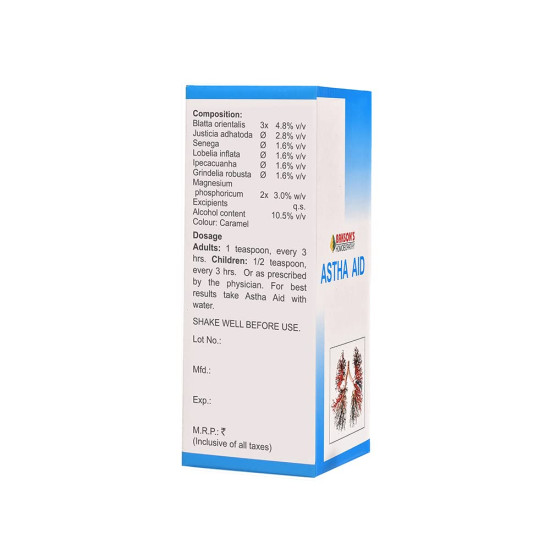Bakson's Homoeopathy Astha Aid Syrup 115ml Pack Of 2 - Natural Relief for Cough and Cold