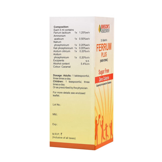 Dr. Bakshi's Ferrum Plus Syrup - Sugar Free, Pack of 2