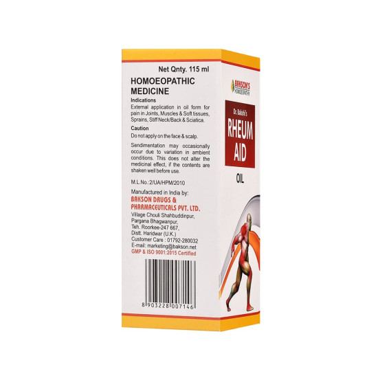 Dr. Bakshi's BAKSON'S HOMOEOPATHY Rheum Aid Oil - Joint & Muscle Care