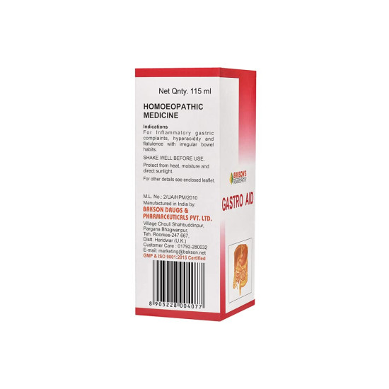 Dr. Bakshi's BAKSON'S HOMOEOPATHY Gastro Aid Syrup 115ml - Effective Gastric Relief