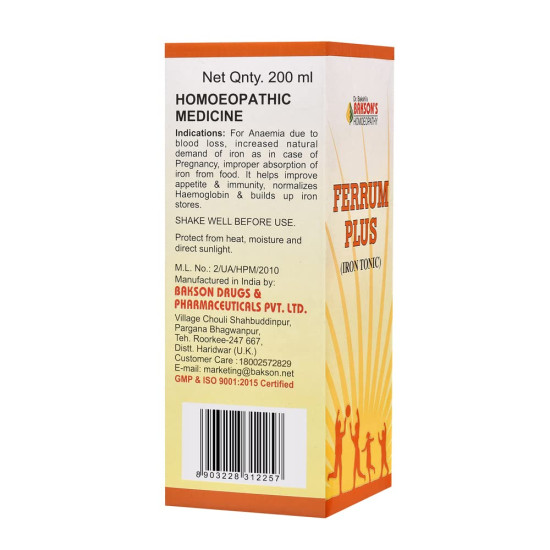 Dr. Bakshi's Ferrum Plus Iron Tonic Syrup - Boost Your Wellness