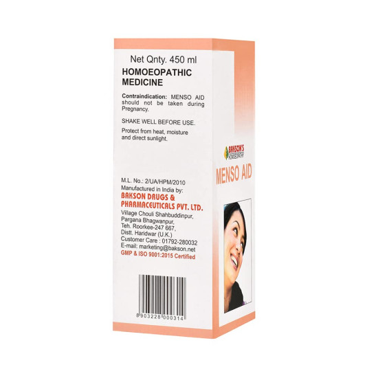 Dr. Bakshi's BAKSON'S HOMOEOPATHY Menso Aid Syrup - Natural Remedy for Female Disorders
