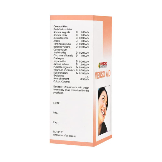 Dr. Bakshi's BAKSON'S HOMOEOPATHY Menso Aid Syrup - Natural Remedy for Female Disorders