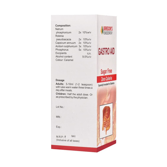 Dr. Bakshi's BAKSON'S HOMOEOPATHY Gastro Aid Syrup - Sugar Free Digestive Health Solution