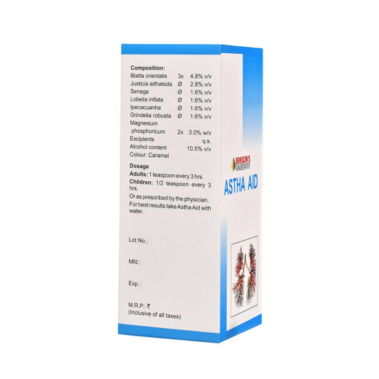 Dr. Bakshi's BAKSON'S HOMOEOPATHY Astha Aid Syrup - Effective Relief for Wheezing & Bronchitis