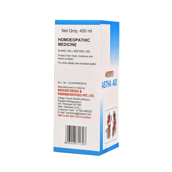 Dr. Bakshi's BAKSON'S HOMOEOPATHY Astha Aid Syrup - Effective Relief for Wheezing & Bronchitis