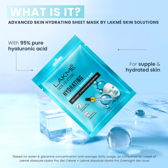 LAKMÉ Solutions Sheet Mask Hydrating with Hyaluronic Acid 25ml - Instant Glow