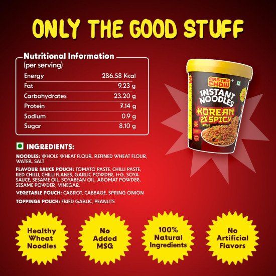 MasterChow Instant Cup Noodles - 2x Spicy Korean Noodles | Authentic Korean Taste