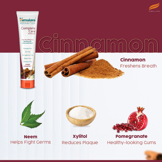 Himalaya Botanique Complete Care Toothpaste - Simply Cinnamon | Fluoride & SLS Free | 150g