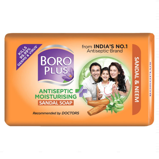 BoroPlus Antiseptic Sandal Soap with Neem - 99.9% Germ Protection