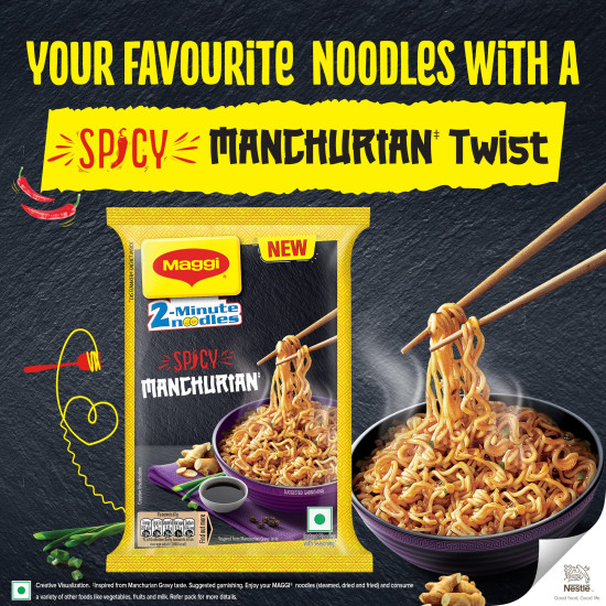 MAGGI 2-Minute Spicy Manchurian Noodles - Easy to Cook, 244g
